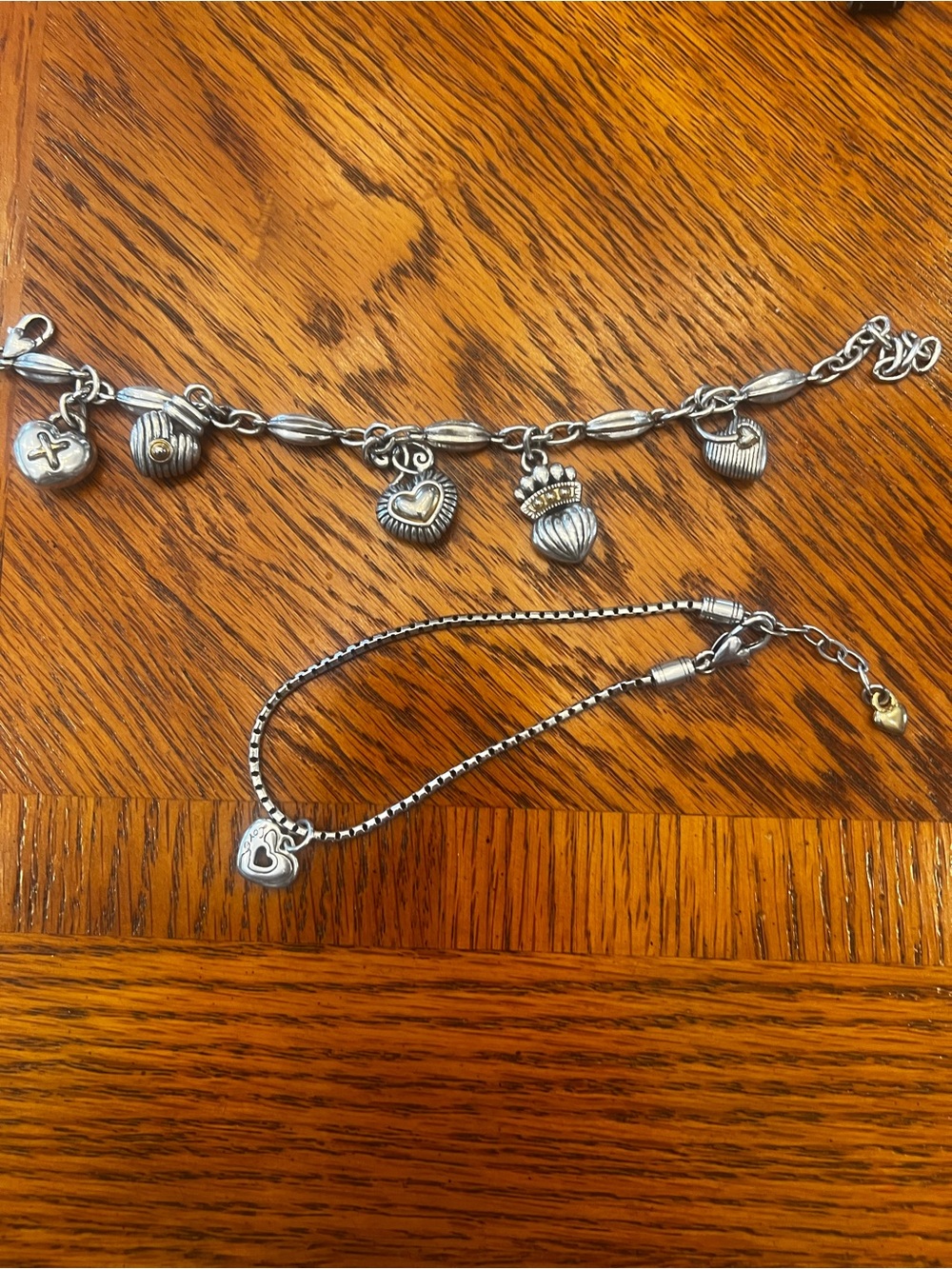 Brighton Silver-Tone Heart & Crown Charm Bracelet Set